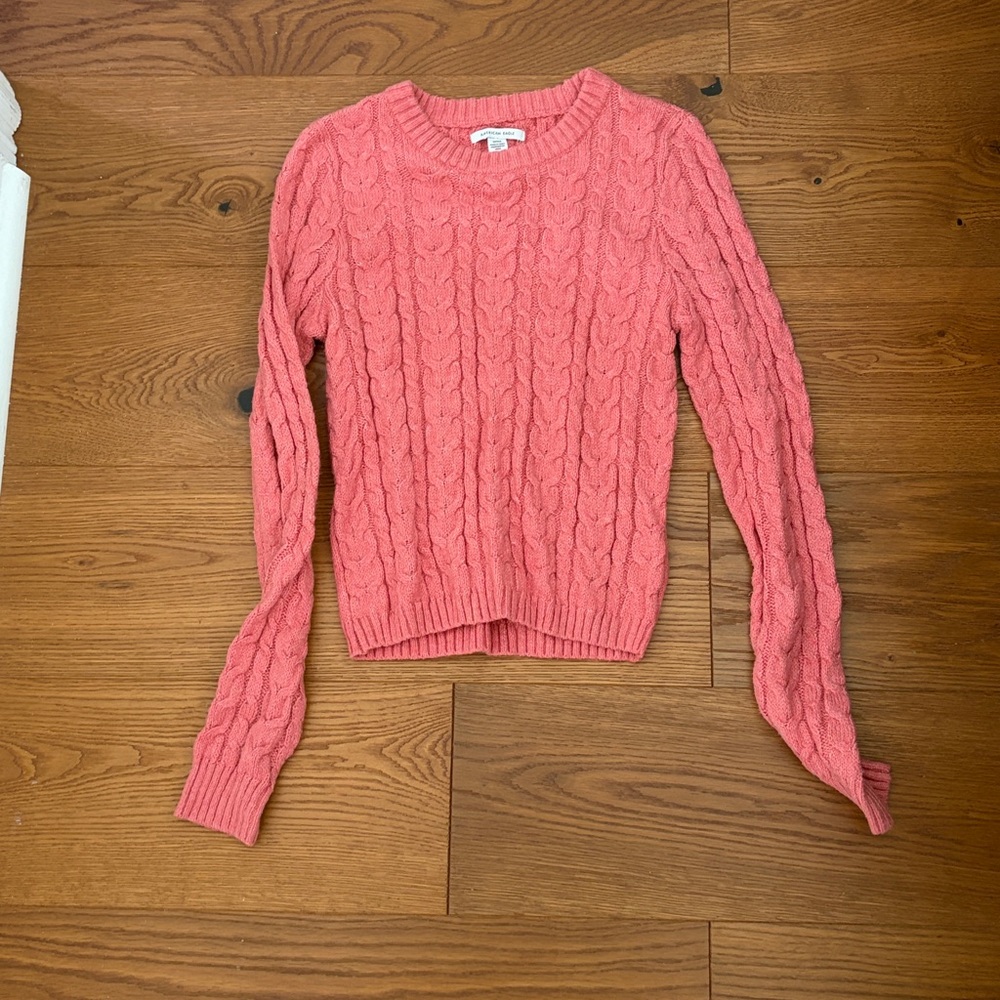 American Eagle Outfitters Coral Cable Knit Sweater